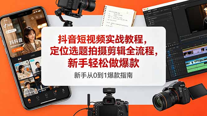 抖音短视频实战教程，定位选题拍摄剪辑全流程，新手轻松做爆款-weichuangqy