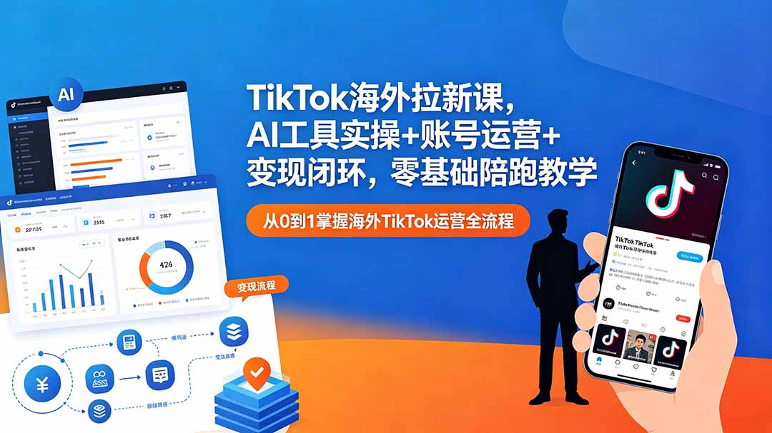 TikTok海外拉新课，AI工具实操+账号运营+变现闭环，零基础陪跑教学-weichuangqy