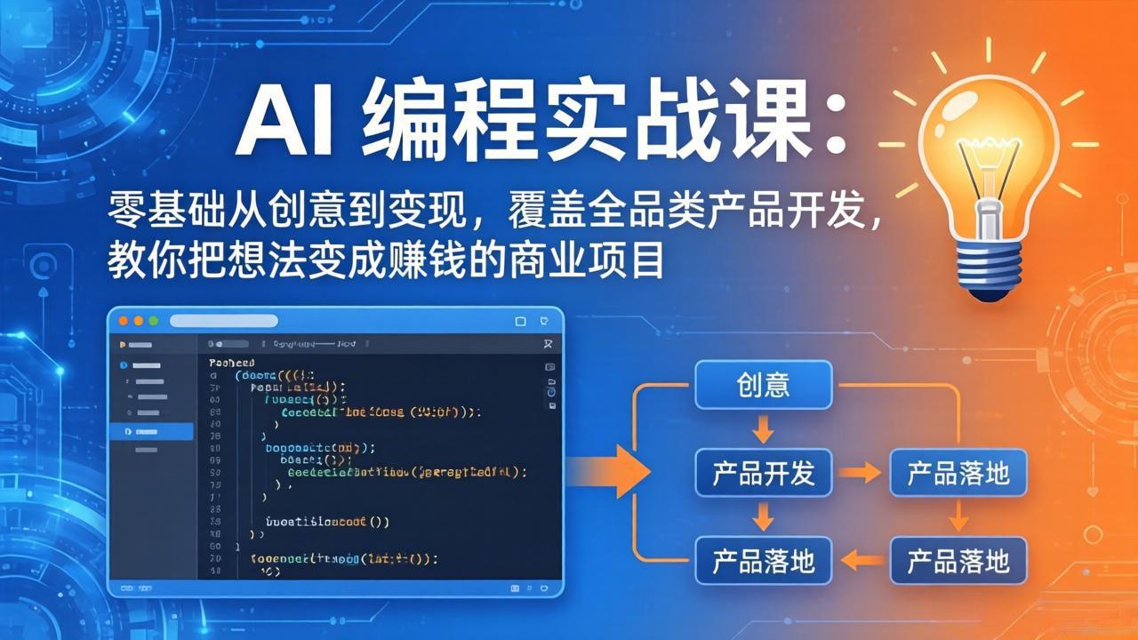 AI编程实战课-第三期-5月19更新：零基础从创意到变现，覆盖全品类产品开发，把想法变成赚钱项目-weichuangqy