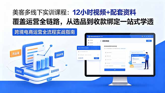 美客多线下实训课程：12小时视频+配套资料覆盖运营全链路，从选品到收款绑定一站式学透-weichuangqy