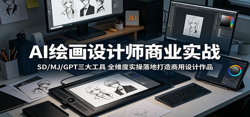AI绘画设计师商业实战：SD/MJ/GPT三大工具，全维度实操落地打造商用设计作品-weichuangqy