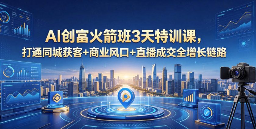 AI创富火箭班3天特训课，打通同城获客+商业风口+直播成交全增长链路，2026年4月新课-weichuangqy