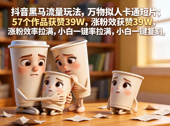抖音黑马流量玩法，万物拟人卡通短片，57个作品获赞39W，涨粉效率拉满，小白一键复刻，保姆级拆解-weichuangqy
