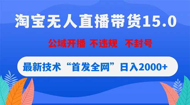 淘宝无人直播带货15.0，不封号，不违规，公域玩法，首发全网日入2000+-weichuangqy