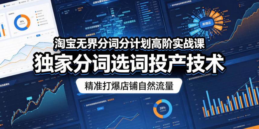 淘宝无界分词分计划高阶实战课，独家分词选词投产技术，精准打爆店铺自然流量-weichuangqy