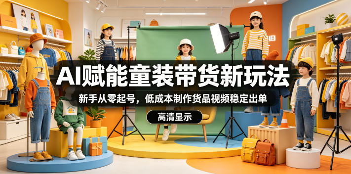 AI赋能童装带货新玩法，新手从零起号，低成本制作货品视频稳定出单-weichuangqy