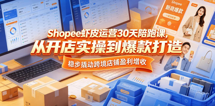 Shopee虾皮运营30天陪跑课，从开店实操到爆款打造，稳步撬动跨境店铺盈利增收-weichuangqy