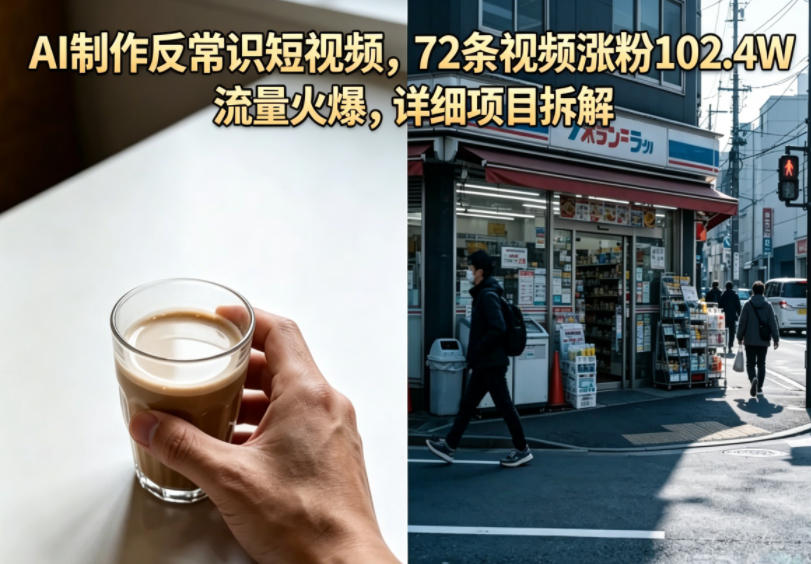 AI制作反常识短视频，72条视频涨粉102.4W，流量火爆，详细项目拆解-weichuangqy