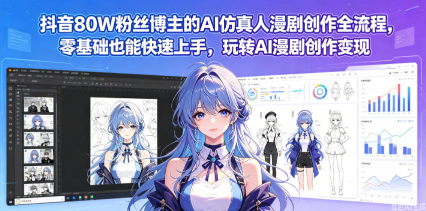 抖音80W粉丝博主的AI仿真人漫剧创作全流程，零基础也能快速上手，玩转AI漫剧创作变现-weichuangqy