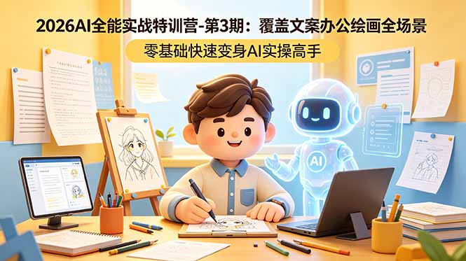 2026AI全能实战特训营-第3期：覆盖文案办公绘画全场景 零基础快速变身AI实操高手-weichuangqy