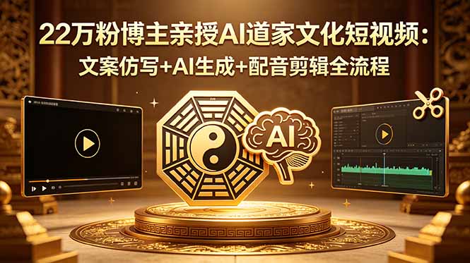 22万粉博主亲授AI道家文化短视频：文案仿写+AI生成+配音剪辑全流程-weichuangqy