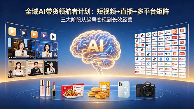 全域AI带货领航者计划：短视频+直播+多平台矩阵，三大阶段从起号变现到长效经营-weichuangqy