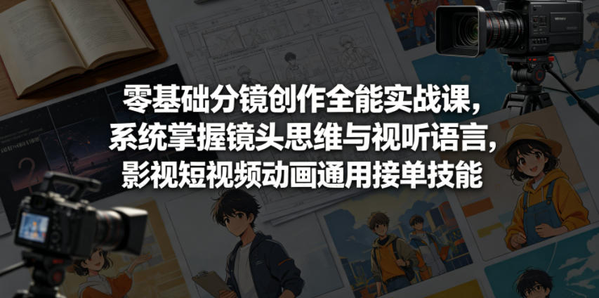 零基础分镜创作全能实战课，系统掌握镜头思维与视听语言，影视短视频动画通用接单技能-weichuangqy