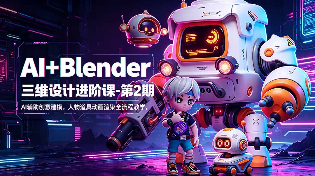 AI+Blender三维设计进阶课-第2期：AI辅助创意建模，人物道具动画渲染全流程教学-weichuangqy