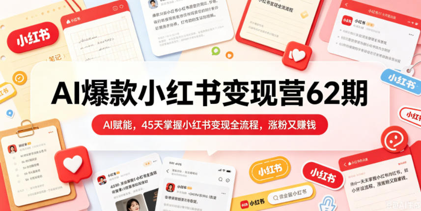 AI爆款小红书变现营62期2026年5月，AI赋能，45天掌握小红书变现全流程，涨粉又賺钱-weichuangqy