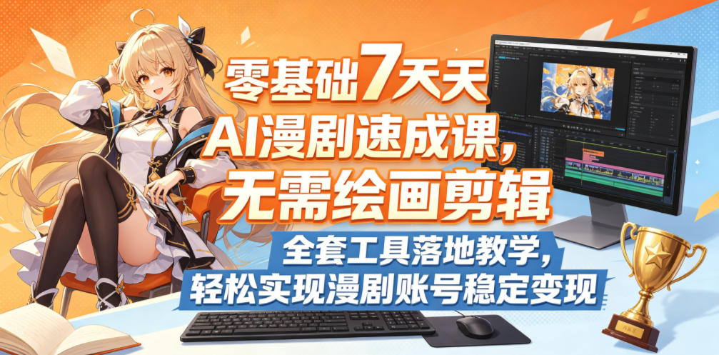 零基础7天AI漫剧速成课，无需绘画剪辑，全套工具落地教学，轻松实现漫剧账号稳定变现-weichuangqy