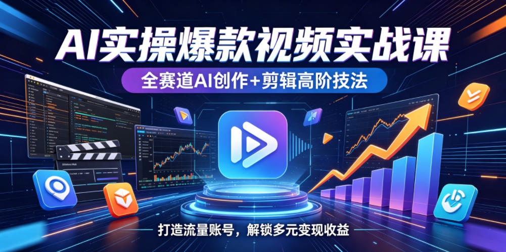 AI实操爆款视频实战课，全赛道AI创作+剪辑高阶技法，打造流量账号，解锁多元变现收益-weichuangqy