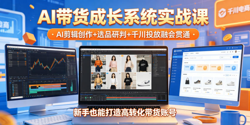 AI带货成长系统实战课，AI剪辑创作+选品研判+千川投放融会贯通，新手也能打造高转化带货账号(更新2026年)-weichuangqy
