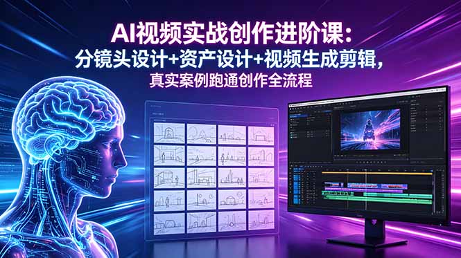 AI视频实战创作进阶课：分镜头设计+资产设计+视频生成剪辑，真实案例跑通创作全流程-weichuangqy