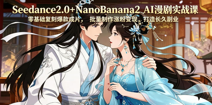 Seedance2.0+NanoBanana2 AI漫剧实战课，零基础复刻爆款成片涨粉变现，打造长久副业收益-weichuangqy