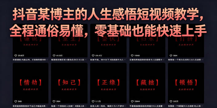抖音某博主的灰太狼人生感悟短视频教学，全程通俗易懂，零基础也能快速上手-weichuangqy
