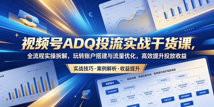 视频号ADQ投流实战干货课，全流程实操拆解，玩转账户搭建与流量优化，高效提升投放收益-weichuangqy