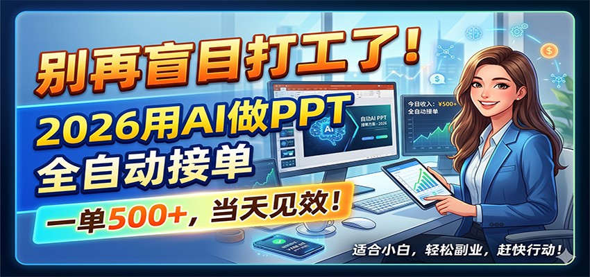 别再盲目打工了！2026用AI做PPT全自动接单，一单5张+，当天见效！-weichuangqy