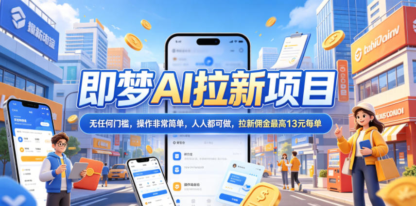 2026年即梦AI拉新项目最新玩法，无任何门槛，操作非常简单，人人都可做，拉新佣金最高13元每单-weichuangqy