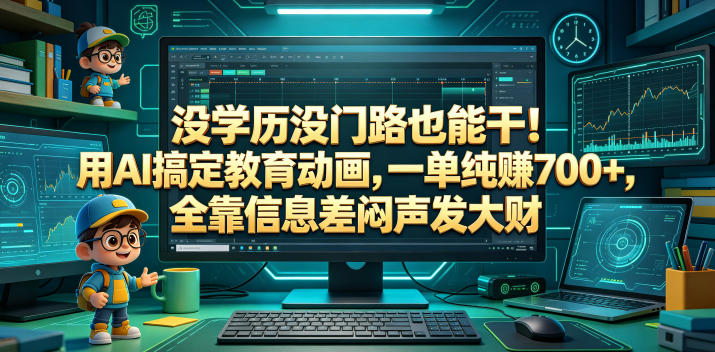 没学历没门路也能干！用AI搞定教育动画，一单纯賺700+，全靠信息差闷声发大财【揭秘】-weichuangqy