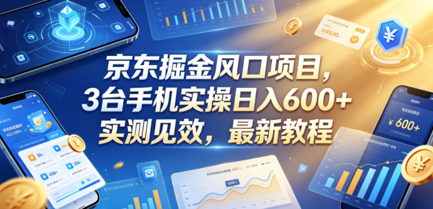 京东掘金风口项目，3台手机实操日入600+，实测见效，最新教程【揭秘】-weichuangqy