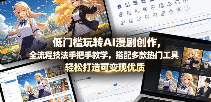 低门槛玩转AI漫剧创作，全流程技法手把手教学，搭配多款热门工具，轻松打造可变现优质作品-weichuangqy