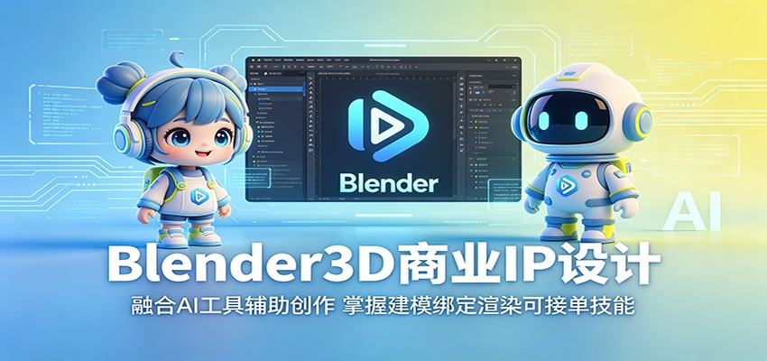 Blender3D商业IP设计：融合AI工具辅助创作，掌握建模绑定渲染可接单技能-weichuangqy