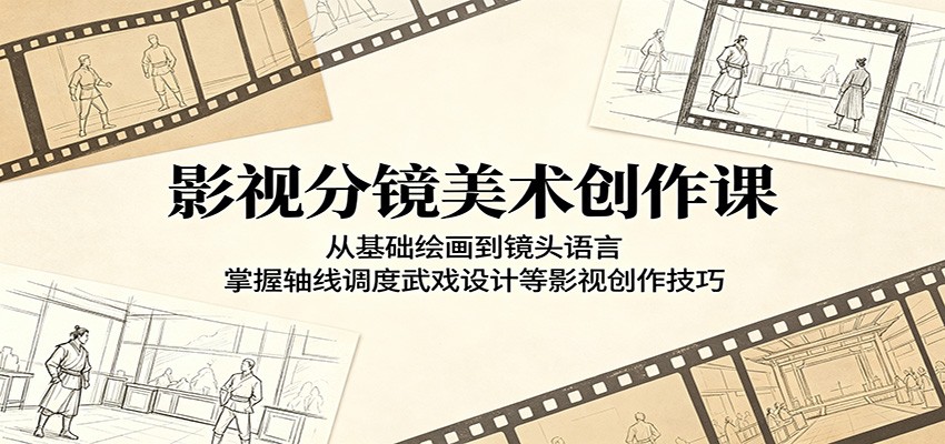 影视分镜美术创作课：从基础绘画到镜头语言，掌握轴线调度武戏设计等影视创作技巧-weichuangqy