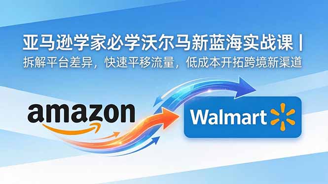 亚马逊卖家必学沃尔玛新蓝海实战课｜拆解平台差异，快速平移流量，低成本开拓跨境新渠道-weichuangqy