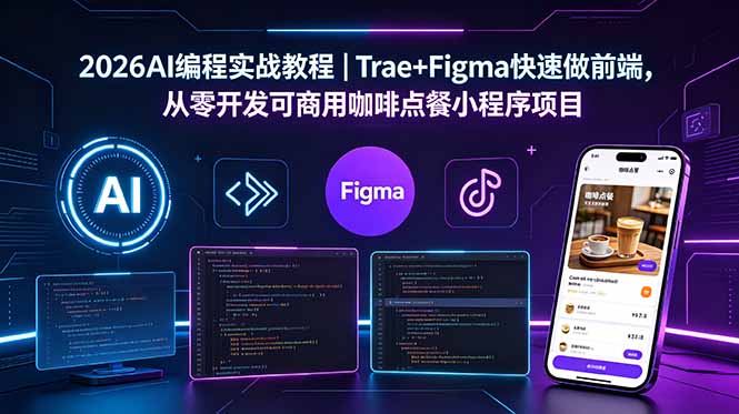2026AI编程实战教程｜Trae+Figma快速做前端，从零开发可商用咖啡点餐小程序项目-weichuangqy