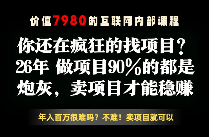 26年请不要疯狂的找项目了，卖项目远比你想象的暴利，你也可以月入10W+【揭秘】-weichuangqy