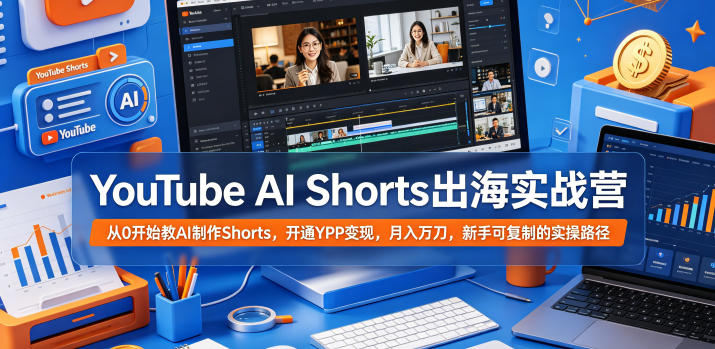 YouTube AI Shorts出海实战营，从0开始教AI制作Shorts，开通YPP变现，月入万刀，新手可复制的实操路径-weichuangqy