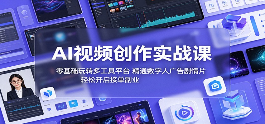 AI视频创作实战课：零基础玩转多工具平台，精通数字人广告、剧情片，轻松开启接单副业-weichuangqy