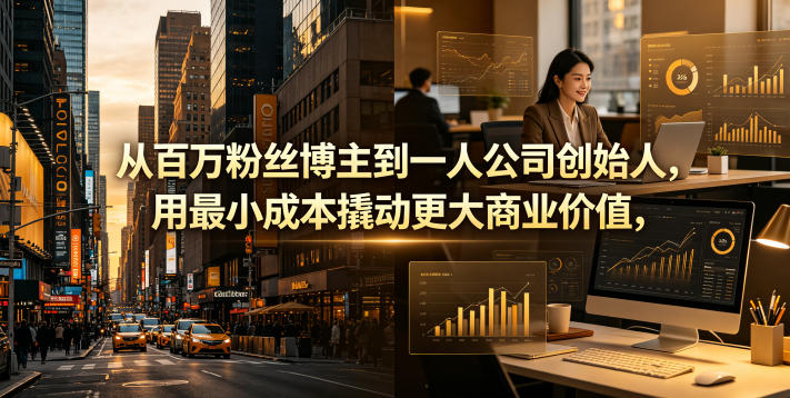 从百万粉丝博主到一人公司创始人，用最小成本撬动更大商业价值-weichuangqy