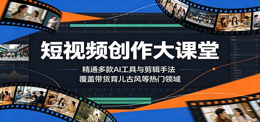 短视频创作大课堂：精通多款AI工具与剪辑手法，覆盖带货、育儿、古风等热门领域-weichuangqy