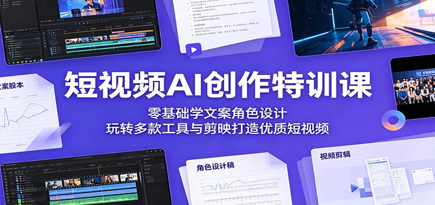 短视频AI创作特训课：零基础学文案角色设计，玩转多款工具与剪映打造优质短视频-weichuangqy
