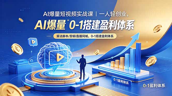 AI爆量短视频实战课｜一人轻创业，算法脚本剪辑直播同城，0-1搭建盈利体系-weichuangqy
