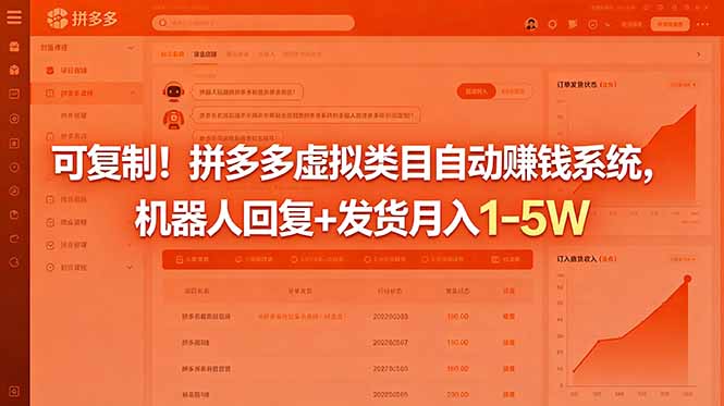 可复制！拼多多虚拟类目自动赚钱系统，机器人回复+发货月入 1-5W-weichuangqy