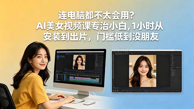 连电脑都不太会用？AI美女视频课专治小白，1小时从安装到出片，门槛低到没朋友-weichuangqy