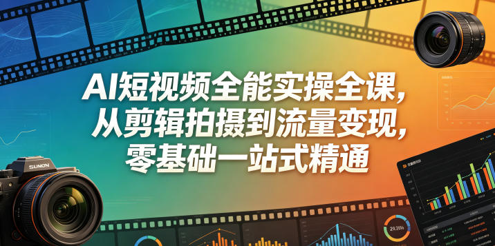 AI短视频全能实操全课，从剪辑拍摄到流量变现，零基础一站式精通-weichuangqy