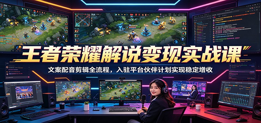 王者荣耀解说变现实战课：文案配音剪辑全流程，入驻平台伙伴计划实现稳定增收-weichuangqy