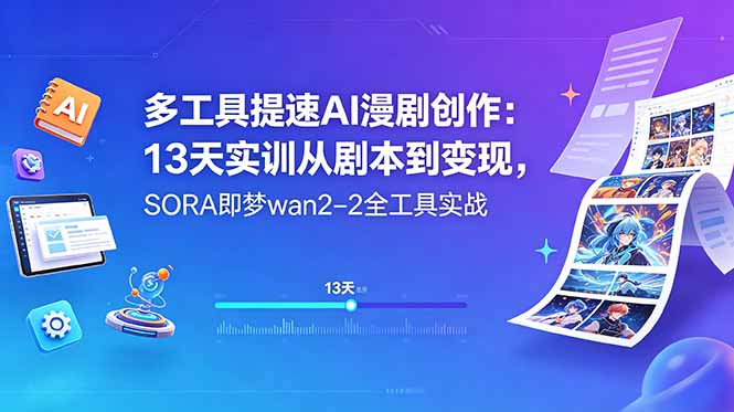 多工具提速AI漫剧创作：13天实训从剧本到变现，SORA即梦wan2-2全工具实战-weichuangqy
