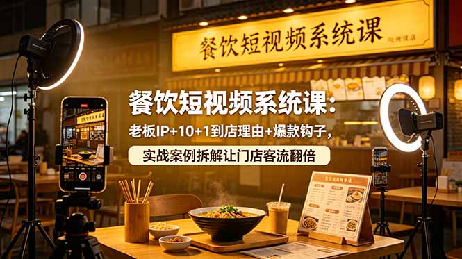餐饮短视频系统课：老板IP+10+1到店理由+爆款钩子，实战案例拆解让门店客流翻倍-weichuangqy