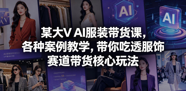 某大V AI服装带货课，各种案例教学，带你吃透服饰赛道带货核心玩法-weichuangqy
