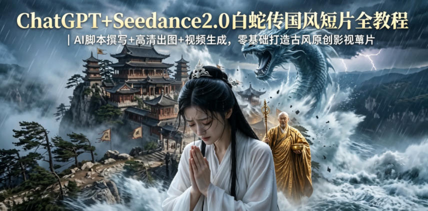 ChatGPT+Seedance2.0白蛇传国风短片全教程｜AI脚本撰写+高清出图+视频生成，零基础打造古风原创影视短片-weichuangqy